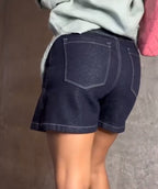 Shiny denim skort