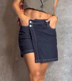 Shiny denim skort