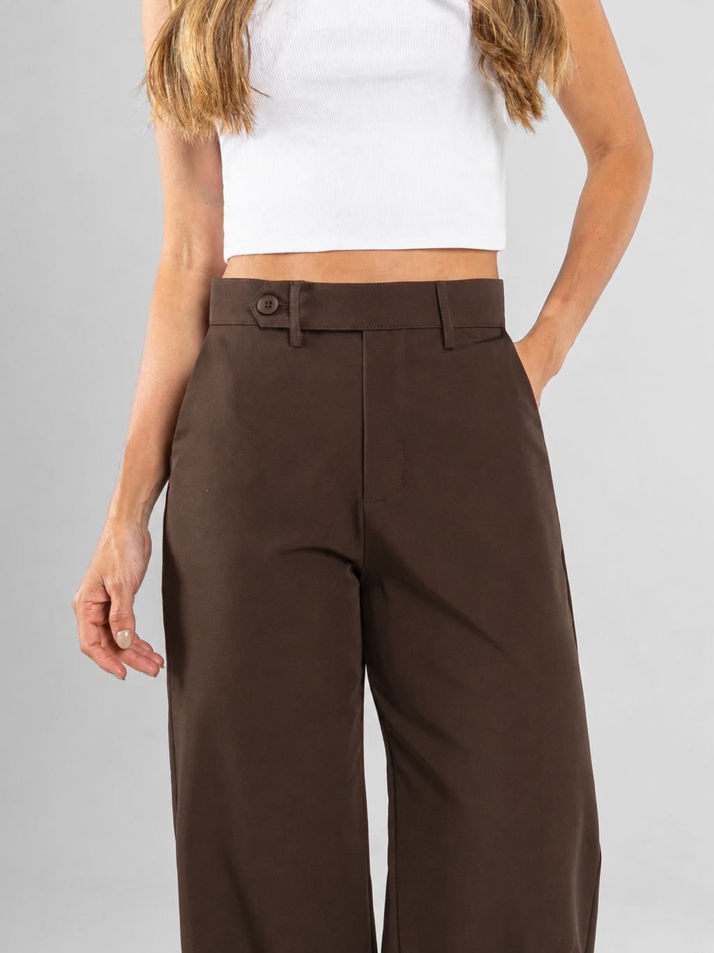 Strap straight pants